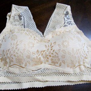 Beige Satin Jacquard Bra NWT